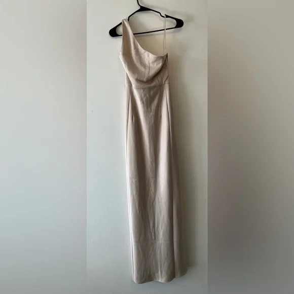 Anthropologie BHLDN Dylan One-Shoulder Satin Formal Cocktail Maxi Dress 12 NWOT - Picture 9 of 16